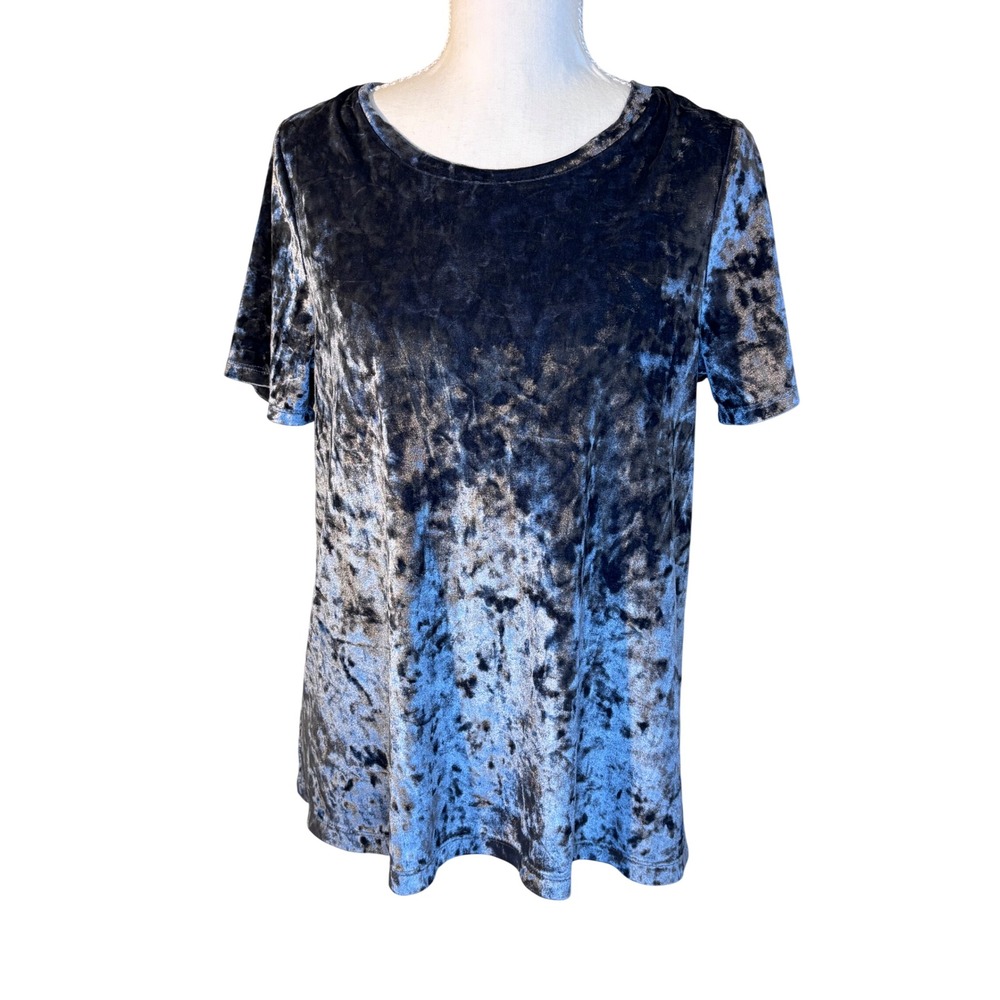 Cynthia Rowley Womens Grey Crushed Velvet Short Sleeve Keyhole Tie Back Top